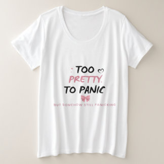 Too Pretty To Panic ステッカー | かわいいコケットメント プラスサイズTシャツ