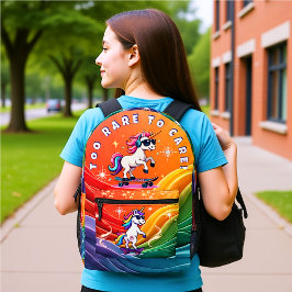 Too Rare to Care - Cool Unicorn Skateboard プリントバックパック