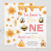 Too Sweet to be One キッズ誕生日パーティー招待状 招待状 (正面/裏面)