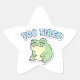 Too Tired Frog Sticker Cute Exhausted Frog Meme Ka 星シール