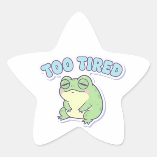 Too Tired Frog Sticker Cute Exhausted Frog Meme Ka 星シール (正面)
