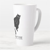 Too Tired to Think - Funny Exhausted Black Cat カフェラテマグ (右アングル)