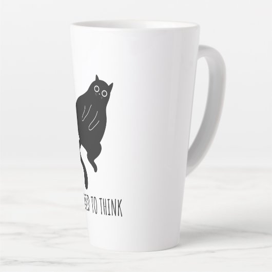 Too Tired to Think - Funny Exhausted Black Cat カフェラテマグ (右アングル)