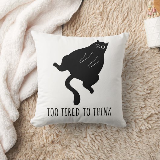Too Tired to Think - Funny Exhausted Black Cat クッション (ブランケット)