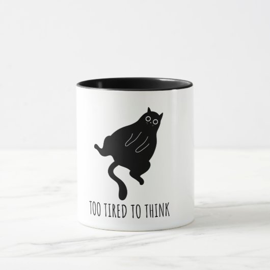 Too Tired to Think - Funny Exhausted Black Cat マグカップ (中央)