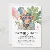 Too Wild to Be Five Monkey Jungle Birthday 招待状 (正面)