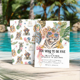 Too Wild to Be Five Tiger Jungle Birthday 招待状
