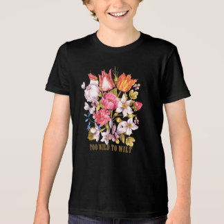 Too Wild To Wilt ヴィンテージ フラワー – 水彩画 トライブレンドTシャツ