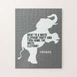Took Home White Elephant Funny ジグソーパズル<br><div class="desc">White elephant gift exchanges are extremely fun - especially when there's funny white elephant gifts! Here's a funny and unique white elephant gift idea. This design features a white elephant silhouette and has the text "went to a white elephant party and took home the white elephant #winning". Will this be...</div>