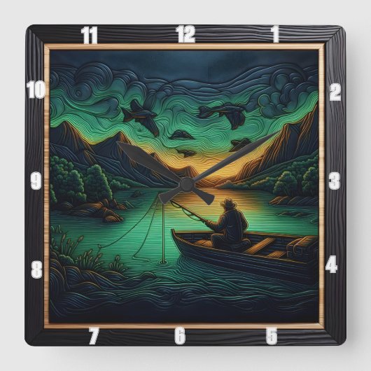 Tooled Outdoorsman スクエア壁時計 (正面)