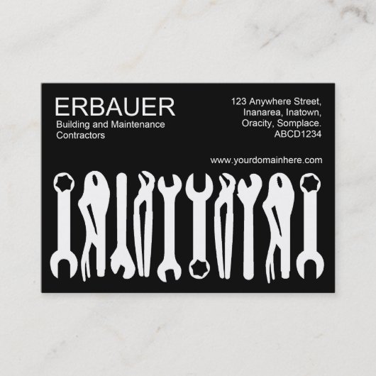 Tools of the Trade (Chubby) – ホワイト・オン・ブラック 名刺 (正面)