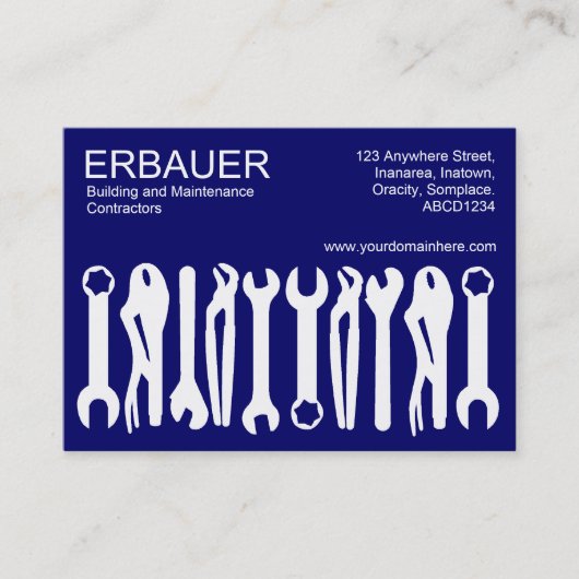 Tools of the Trade (Chubby) - White on Dark Blue 名刺 (正面)