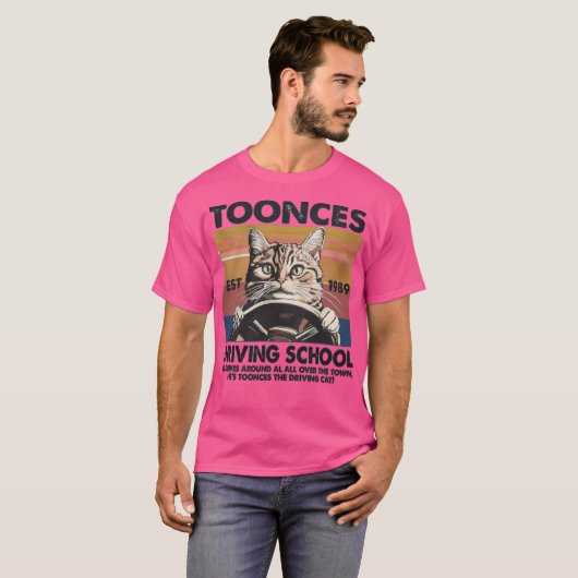 Toonces Driving School Est. 1989 - The Driving Cat Tシャツ (正面フル)