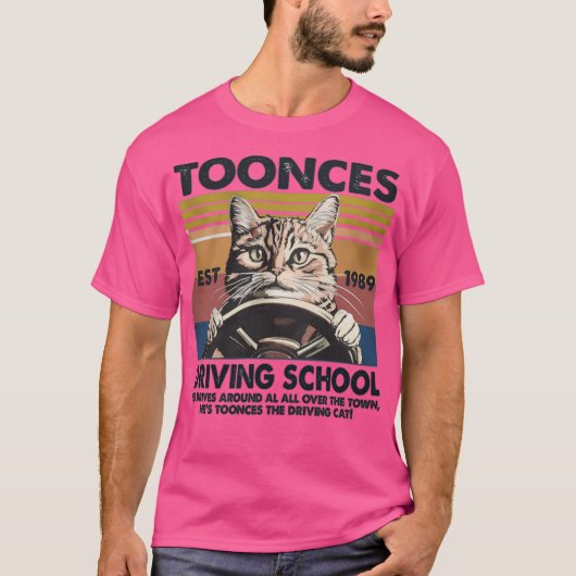 Toonces Driving School Est. 1989 - The Driving Cat Tシャツ (正面)