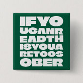 TooSoberフォレストグリーンタイポグラフィボタン 缶バッジ (正面)