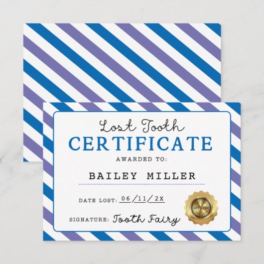 Tooth Fairy 失った Tooth Certification印刷可能 招待状 (正面/裏面)