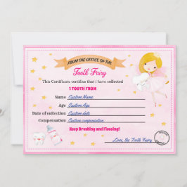 Tooth Fairy Certificate - Lost Tooth Receipt 招待状