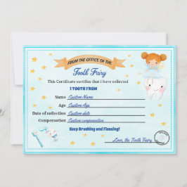 Tooth Fairy Certificate - Lost Tooth Receipt 招待状