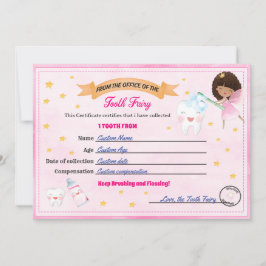 Tooth Fairy Certificate - Lost Tooth Receipt 招待状