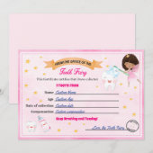 Tooth Fairy Certificate - Lost Tooth Receipt 招待状 (正面/裏面)