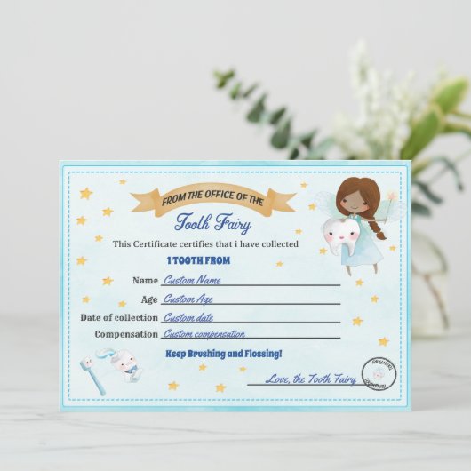 Tooth Fairy Certificate - Lost Tooth Receipt 招待状 (スタンド正面)
