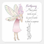 Tooth Fairy Poem Kids Personalised Label スクエアシール (正面)