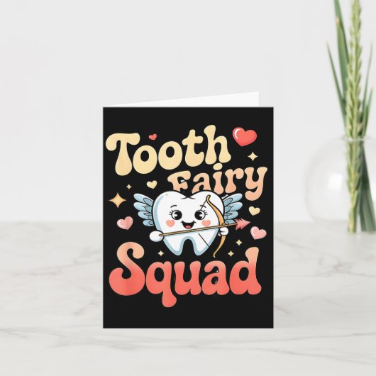 Tooth Fairy Squad Cute Cud Tooth Retro Dental Humo カード (正面)