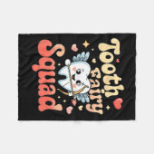 Tooth Fairy Squad Cute Cud Tooth Retro Dental Humo フリースブランケット (正面(横))
