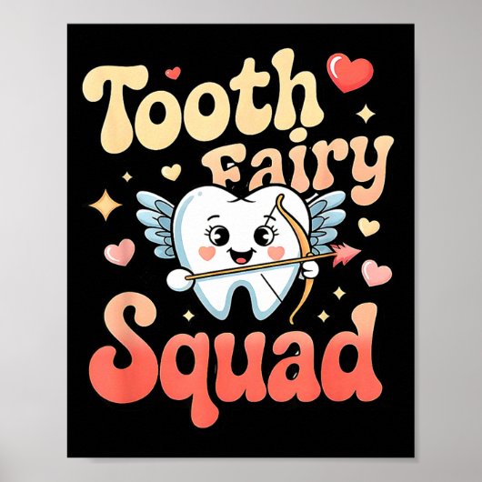 Tooth Fairy Squad Cute Cud Tooth Retro Dental Humo ポスター (正面)