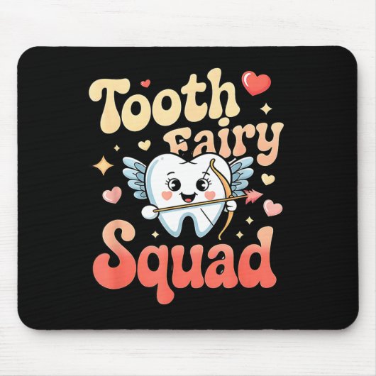 Tooth Fairy Squad Cute Cud Tooth Retro Dental Humo マウスパッド (正面)