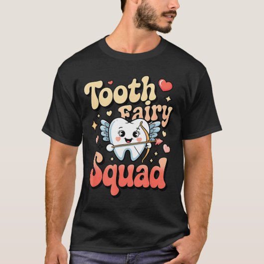Tooth Fairy Squad Cute Cud Tooth Retro Dental Humo Tシャツ (正面)
