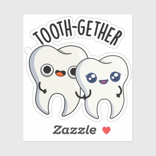Tooth-gether Funny Tooth Pun  シール (シート)