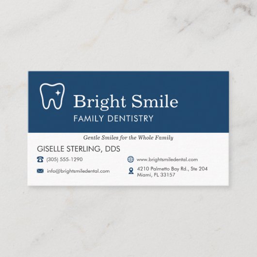 Tooth Icon Dental Appointment Reminder 名刺 (正面)