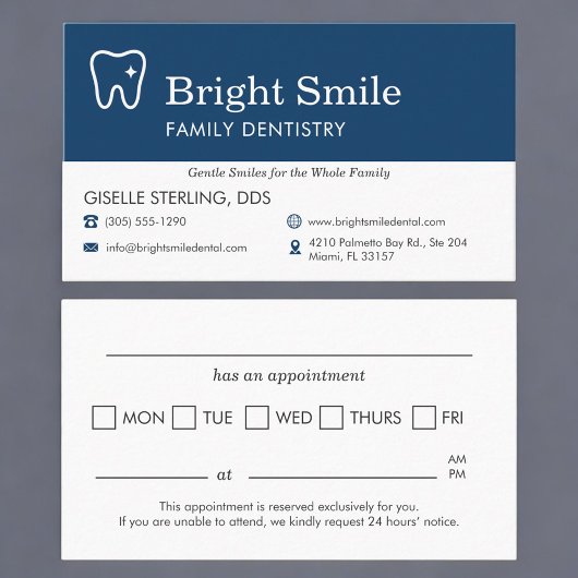 Tooth Icon Dental Appointment Reminder 名刺
