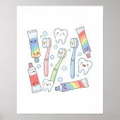 Toothbrush Party Kids Bathroom Wall Art ポスター (正面)