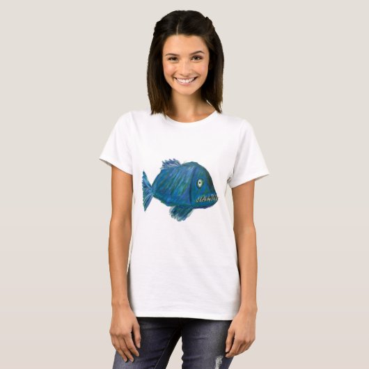 Toothy blue fish shirt tシャツ (正面フル)