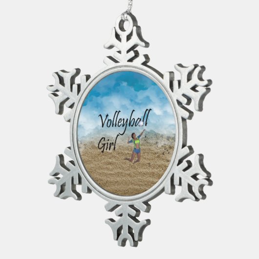 TOPバレーボールガール スノーフレークピューターオーナメント (右)