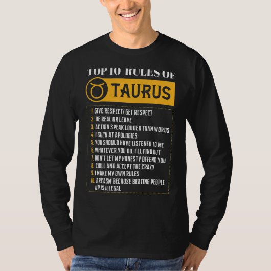 Top 10ルールのタウロス〔占星術の〕十二宮図標識占星術誕生 tシャツ (正面)