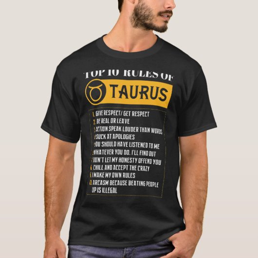 Top 10ルールのタウロス〔占星術の〕十二宮図標識占星術誕生 tシャツ (正面)