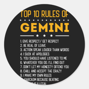 Top 10 Rules of Gemini 5月21日6月21日〔占星術の〕十二宮図 ラウンドシール