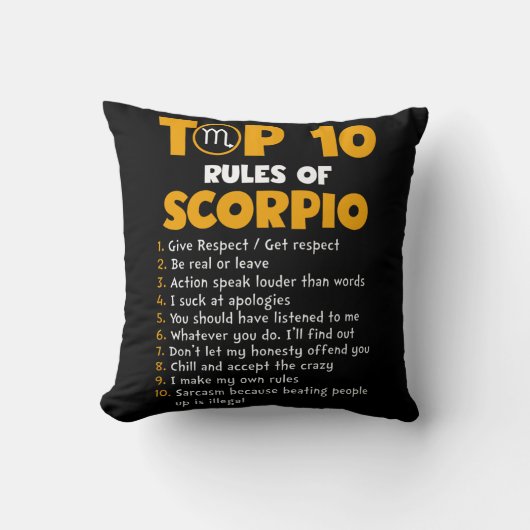 Top 10 Rules of Scorpio Birthday Gifts クッション (正面)