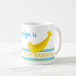 TOP BANANA、あなたの名前、おもしろい、ストライプ、かわいい コーヒーマグカップ