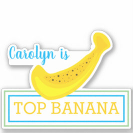 TOP BANANA，あなたの名前，おもしろい，黄色バナナ，ユーモア シール