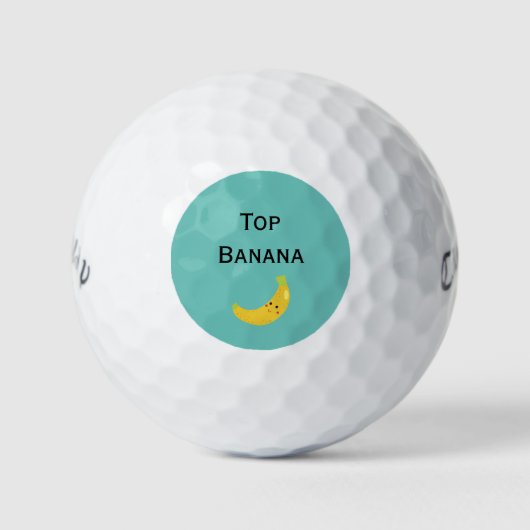Top Banana Smiling Emoji Custom Text ゴルフボール (正面)