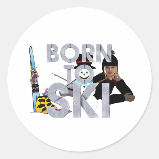 TOP Born to Ski ラウンドシール (正面)