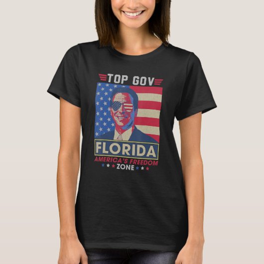 Top Gov Ron DeSantis Florida America's Freedom Zon Tシャツ (正面)