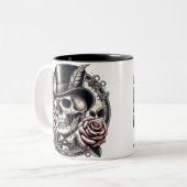 Top Hatでスカルを笑う ツートーンマグカップ (正面左)