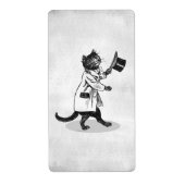Top Hat クール Cat Etching フェイク Canvas Labels ラベル (正面)