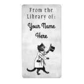 Top Hat Cat Etching Canvas Labelsのライブラリ ラベル (正面)
