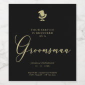 Top Hat Groomsman Chic Wedding Minimalist Proposal ワインラベル (シングルラベル)